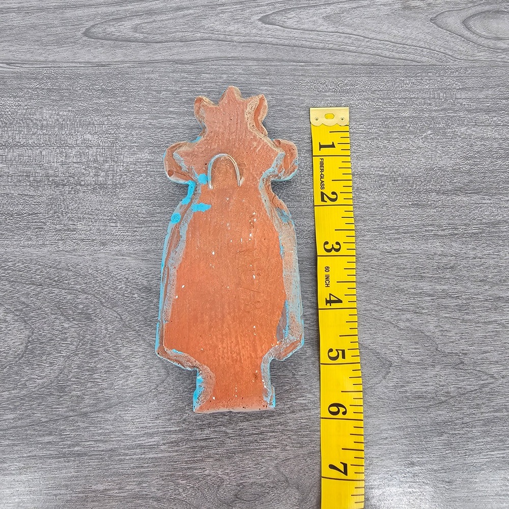 Turquoise Blue Terracotta Kachina Wall Hanging Southwestern Clay Art 6.5" - Picture 4 of 4